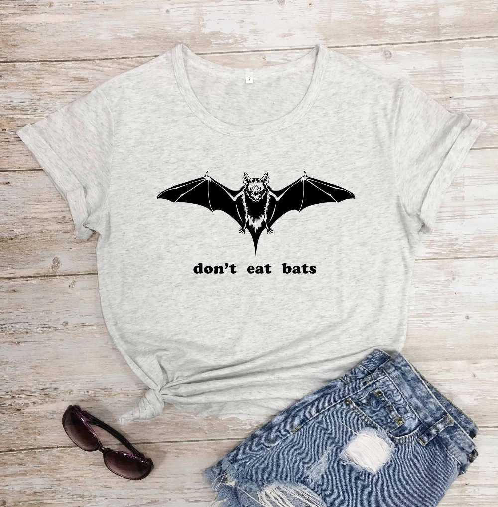 

Don't eat bats slogan graphic women fashion pure cotton funny gift grunge tumblr young hipster tees party cool girl tops- L454