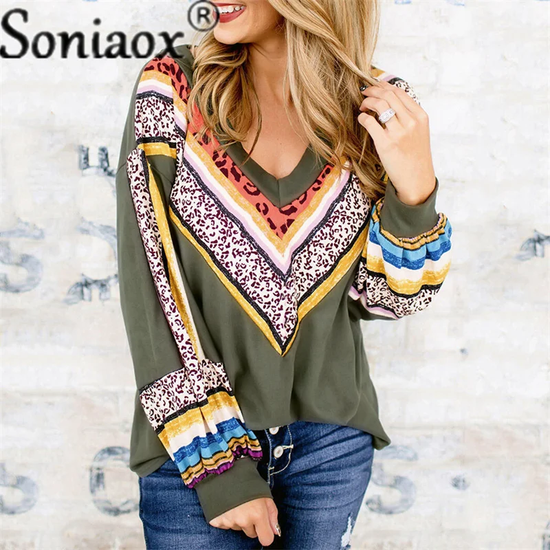 

Женский сексуальный V-образный вырез, футболка с длинным рукавом Женские топы 2021, Осенние повседневные свободные уличные пуловеры