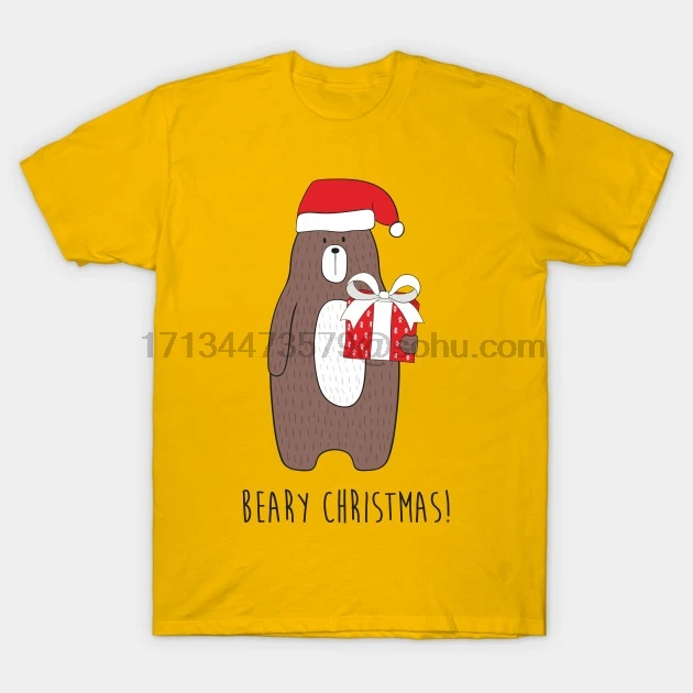 Men t shirt Short sleeve Beary Christmas Funny Cute Bear T Shirt Women tee tops|Мужские футболки| |