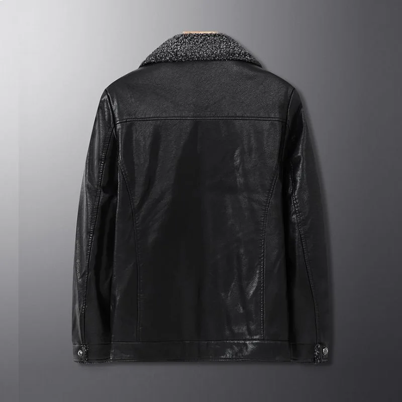 

Large size fat men's fur coat thickened fur body fattening middle aged men's leather down jacket