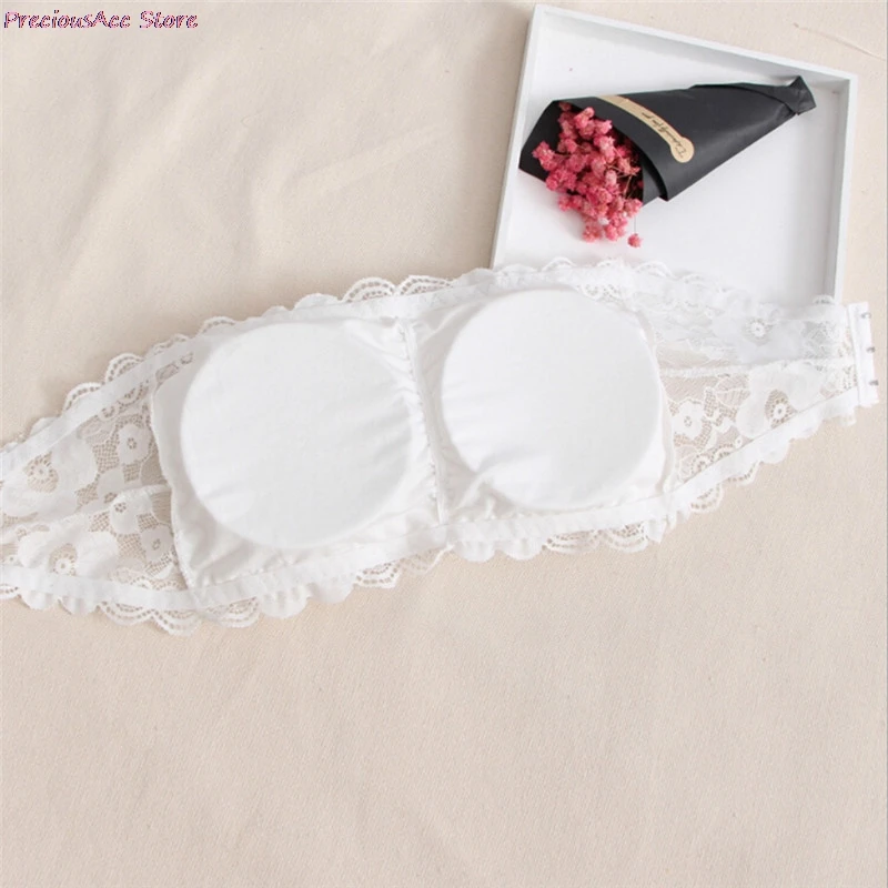 Sexy Brand Women's Lace Floral Bralet Bra Bustier Back Closure Bandeau Crop Top Padded Bra Bralette Strapless Tube Top Lingerie