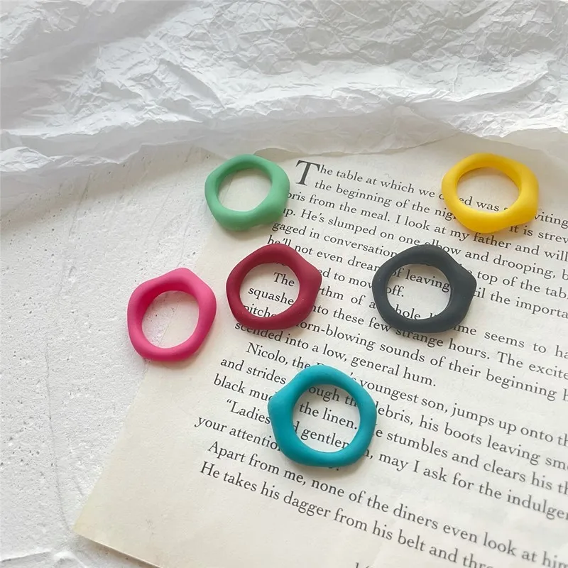 FFLACELL 2021 модные красочные кольца в форме сердца из смолы для женщин Корея Весенние