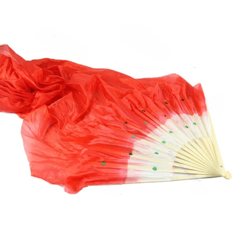 

4 Colors Colorful Hand Made Dance Belly Dancing Silk Bamboo Long Fans Veils YF M10 21 Dropshipping