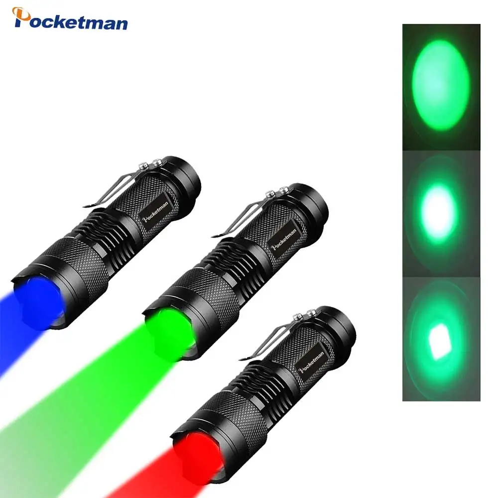 Portable LED Flashlight Green/Blue/Red Light Mini Torch Q5 Hand Camping Hunting | Лампы и освещение