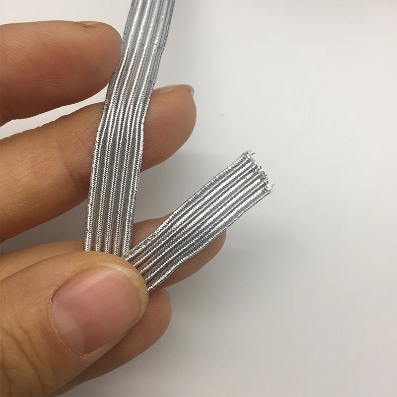 Оптовая продажа 50 метров 6 мм/8 мм золотая серебристая плоская эластичная лента