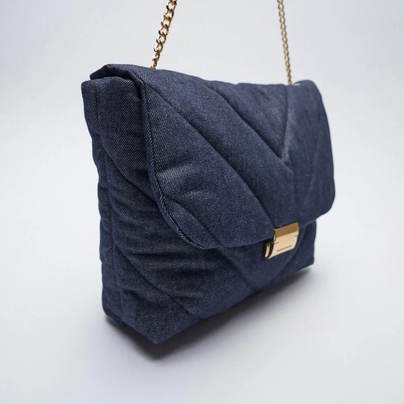 barato Inverno Nova Bolsa Moda Denim Azul Travesseiro Saco Grande Capacidade Corrente Acolchoado Bolsa De Ombro