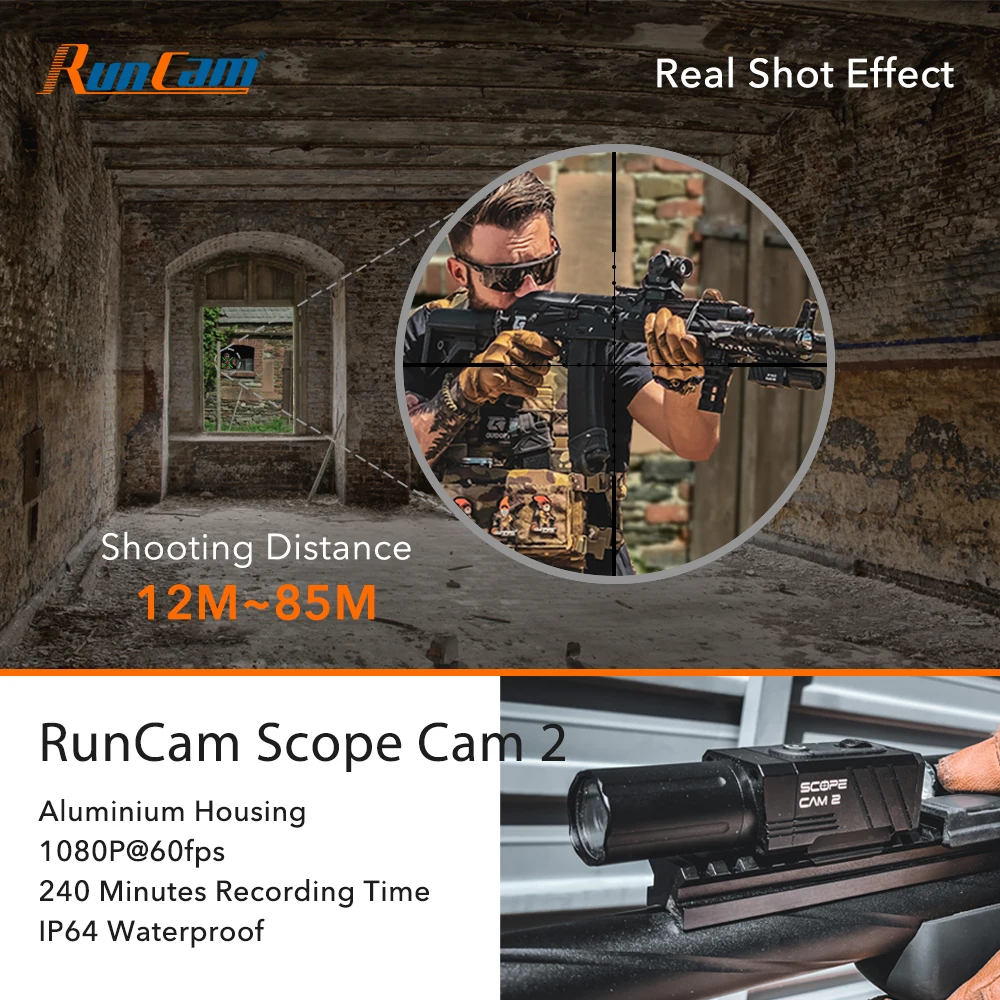 

RunCam ScopeCam 2 Spotting Scope Hunting Military Tactical Camera Airsoft Accessorie for Recording BB Tracks Paintball WiFi APP