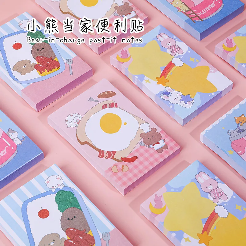 

Cute Bear Student Message Notebook Sticky Note Paper Removable Self Stick Notes Memo Pad