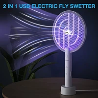 2 in 1 bug zapper racket 3000v electric fly swatter racket with 1200mah battery mosquito killer lamp for home outdoors