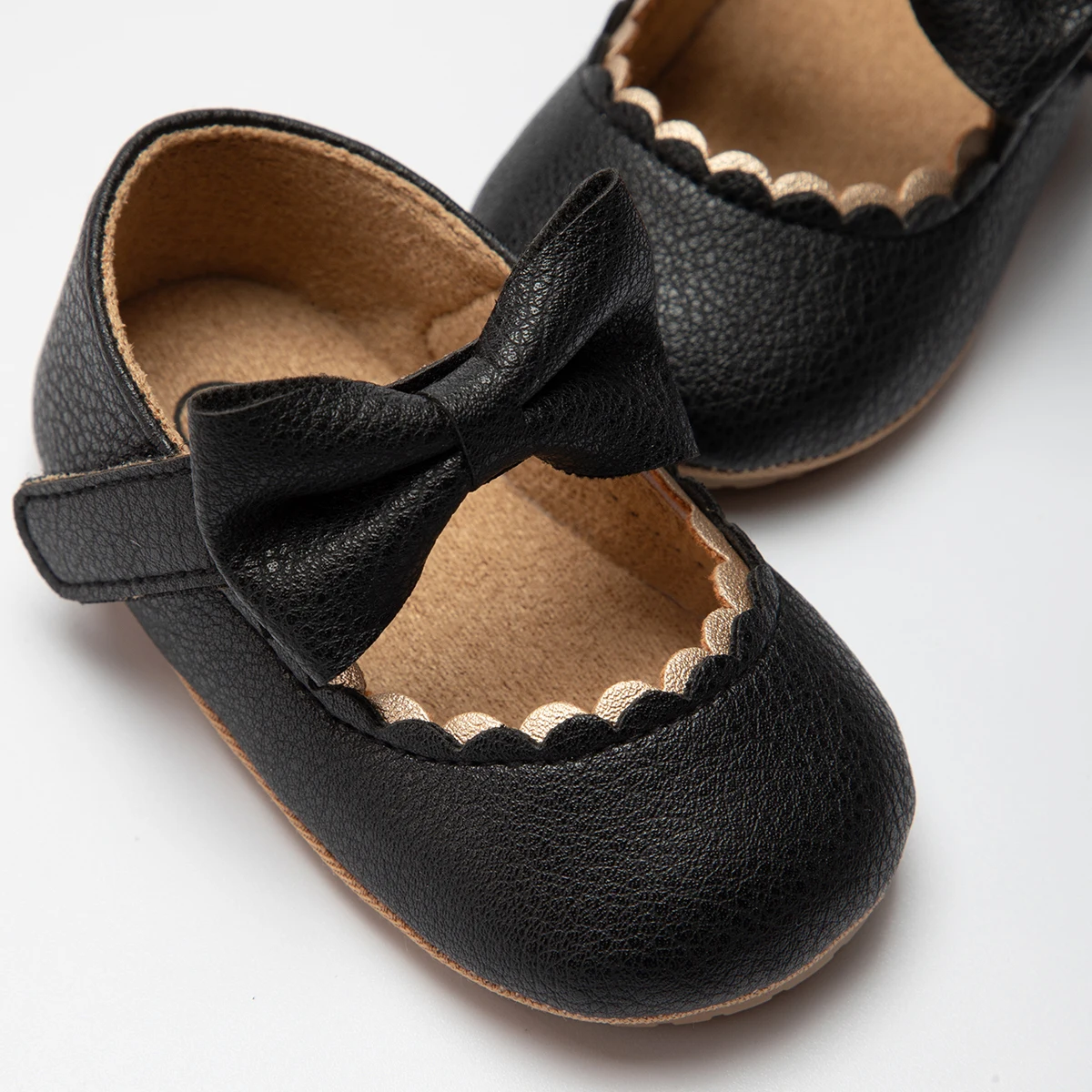 KIDSUN Baby Casual Shoes Infant Toddler Bowknot Non-slip Rubber Soft-Sole Flat PU First Walker Newborn Bow Decor Mary Janes images - 6