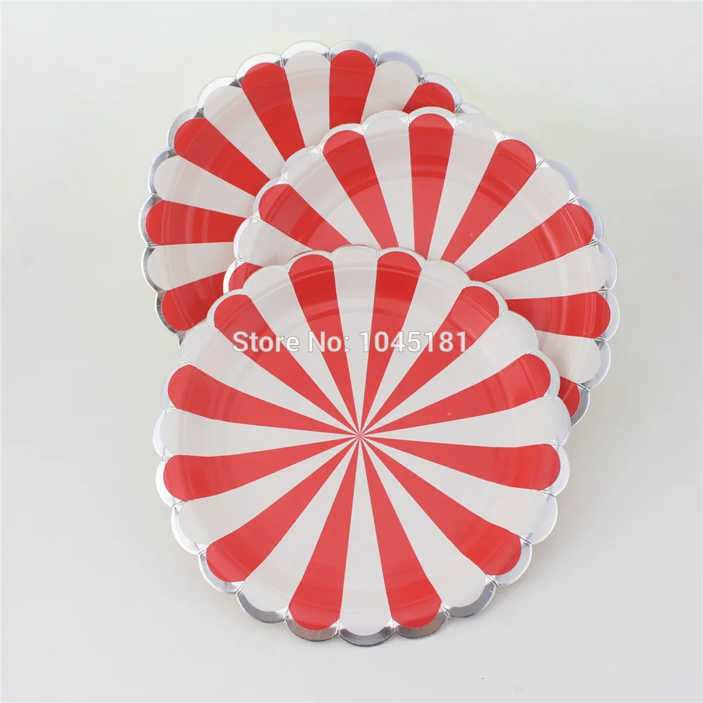 Ipalmay красная и серебряная фольга полосатая посуда бумажные тарелки стаканы