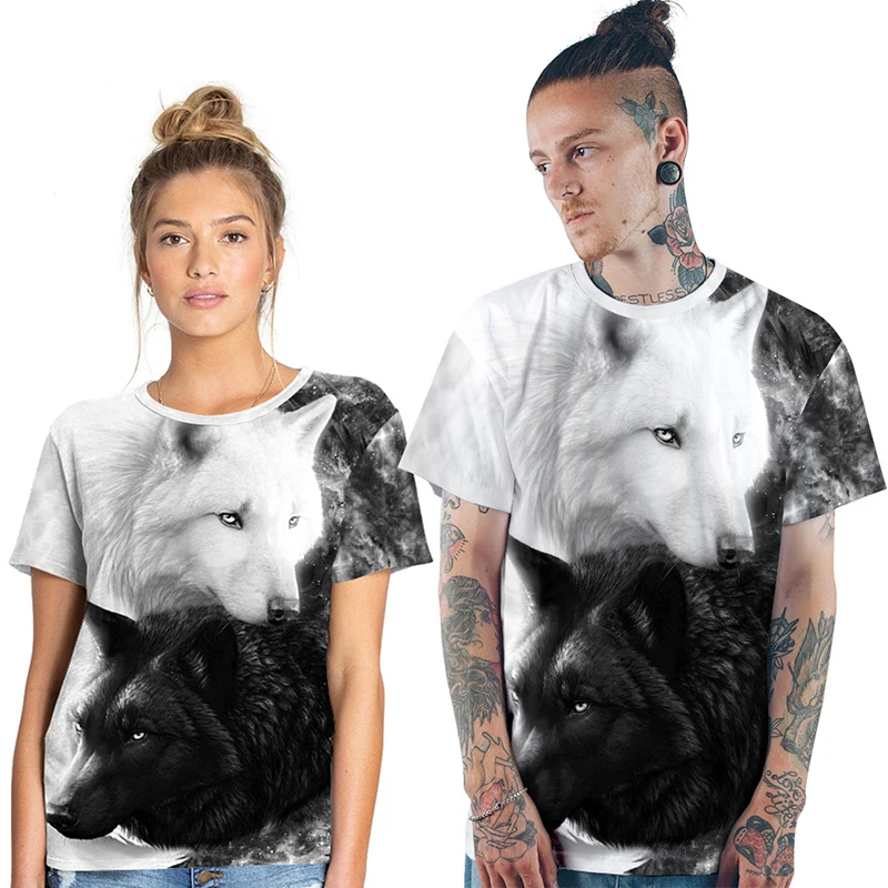 

2021 New Lover Cats Wolf 3D Print T Shirt Men Women Children Kids Lovely Animal Fashion Graphic Short Sleeve Summer Tops & Tees