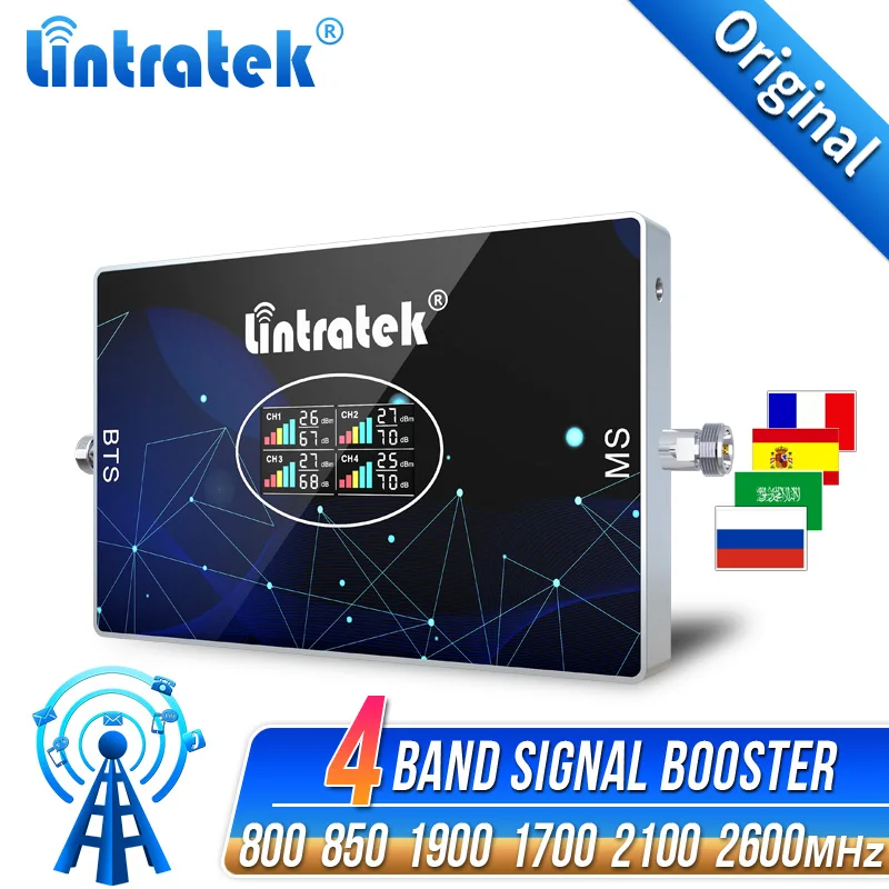 Усилитель сигнала сотовой связи, 4 диапазона, 4G, CDMA, AWS 850, 1700, 1900, 800, 1800, 3G, 2G, GSM, WCDMA, LTE Усилитель сигнала сотовой связи, 4 диапазона, 4G, CDMA, AWS 850, 1700, 1900, 800, 1800, 3G, 2G, GSM, WCDMA, LTE