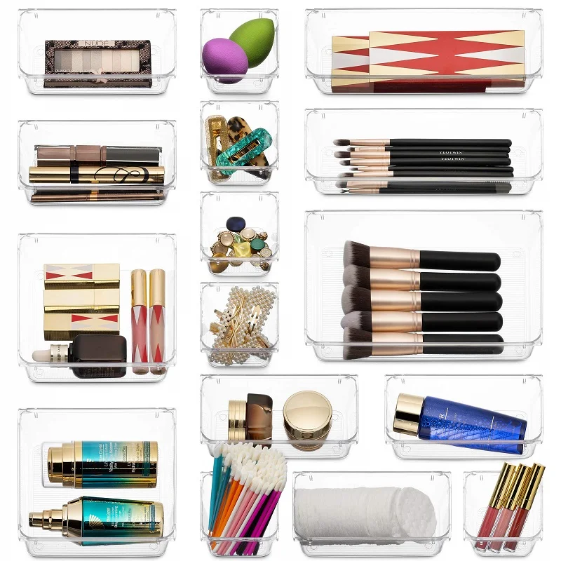 

Transparent Plastic Box Makeup Storage Organizer Container For Cosmetics Accessory Storage Box Organizer Multi-Purpose