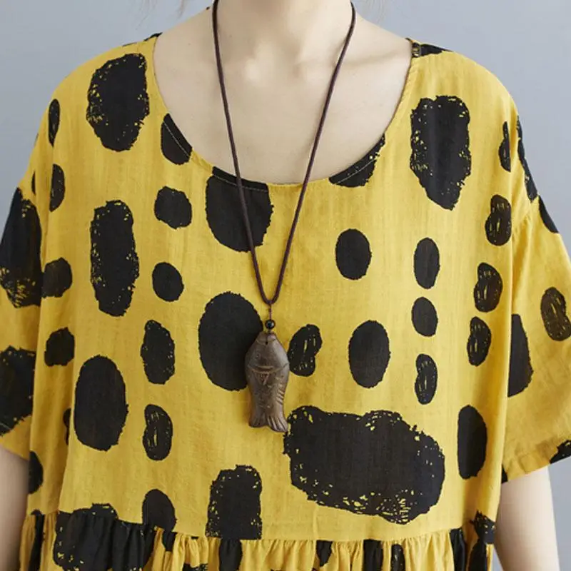 Винтажное хлопковое платье в горошек большого размера свободного покроя новое