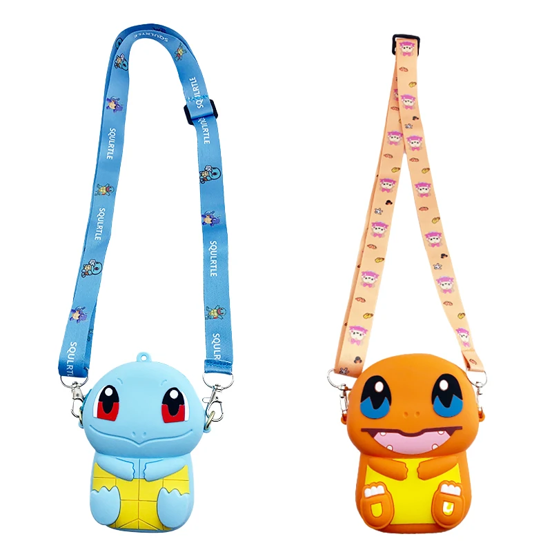 Original Pokemon Pikachu Eevee Silicone Coin Purse Cartoon phone Bag Cute Fashion Anime Figure Shoulder Bag Toys Children Gifts images - 6