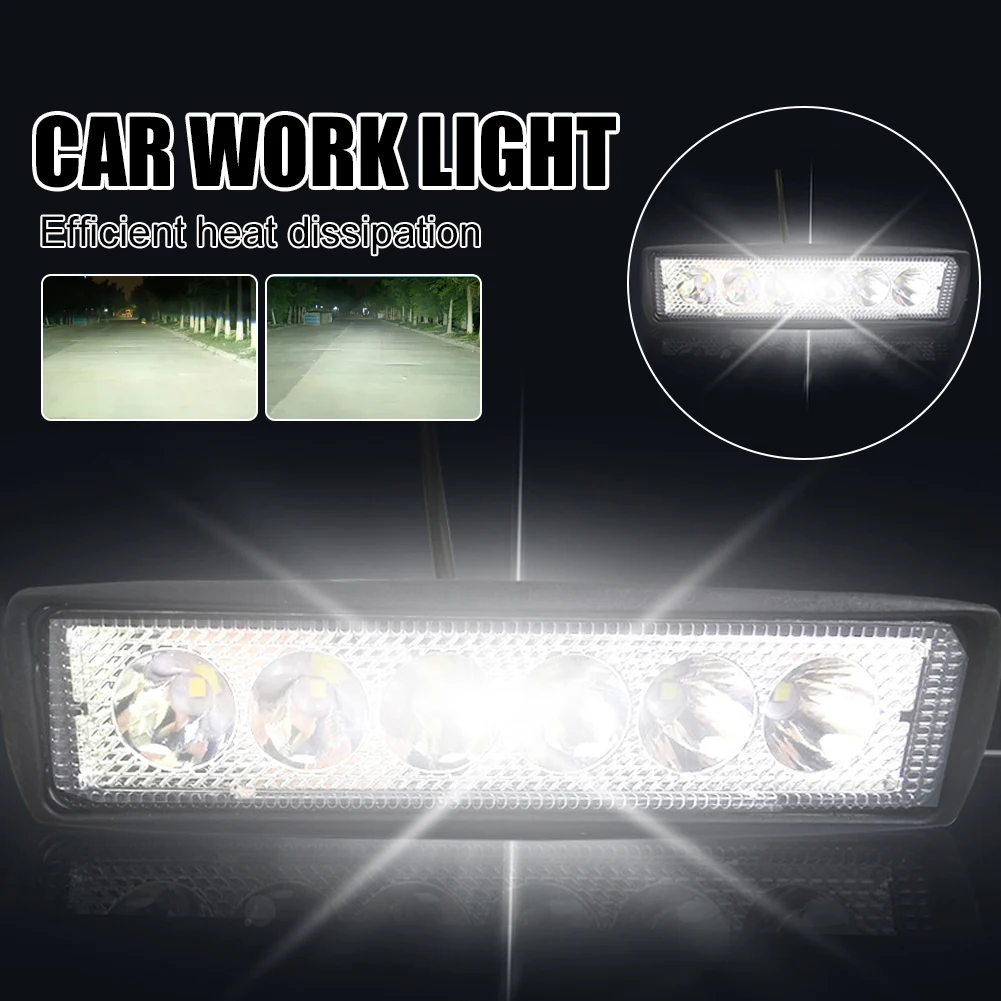 

1/2Pcs 6 LED DRL for Cars Work Light Spot Light Bar Universal Offroad Running Lights Truck Fog Lamp Headlight Auto Lamp 12V 18W