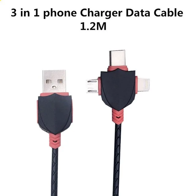 3in1 Cable 1.2M 3 Порты и разъёмы Dual USB Зарядное устройство для путешествий настенное Зарядное устройство для скоростного мобильного телефона Зарядное устройство с адаптером 5В/3.1A штепсельная вилка европейского стандарта Зарядное устройство для iPhone huawei samsung - Тип штекера: 3in1 Cable 1.2M