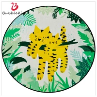 Bubble Kiss Round Carpets For Bed Room Tropical Green Leaf Animal Carpet Kids Room Rugs Nordic Style Decor Anti-Wrinkle Rugs