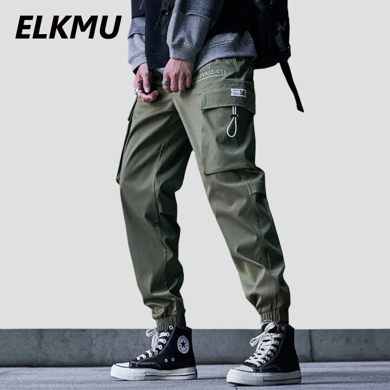 Джоггеры ELKMU 2020 Мужская Уличная одежда зеленые брюки карго модные тактические в