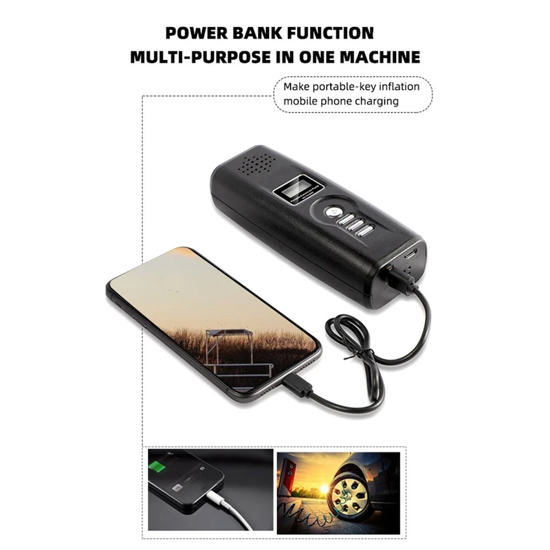 

2200MA Portable Car Lithium Battery Air Pump Intelligent Wireless Digital Display Tire Air Pump Phone Power Support