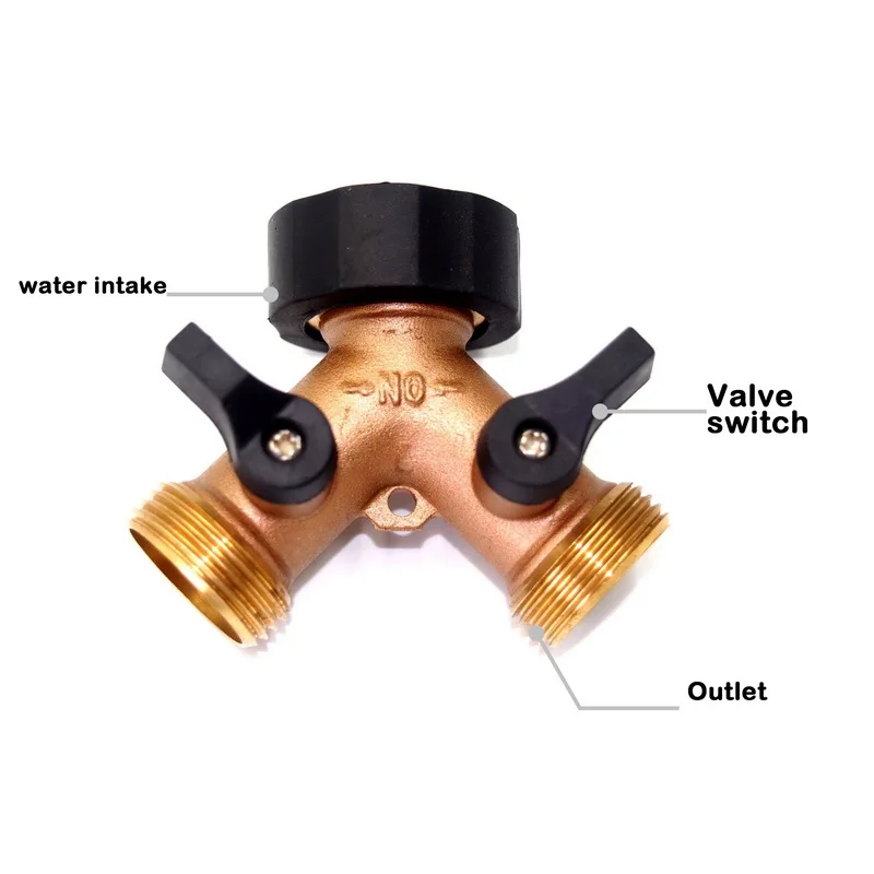 Разветвитель для садового шланга 1 шт. латунный соединитель 2/4 Way Tap 3/4 ''