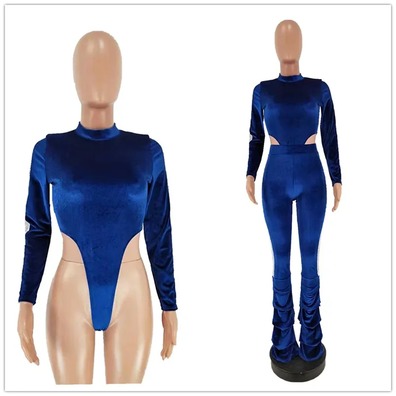 Женский уличный комплект из двух предметов Повседневная бархатная Лоскутная