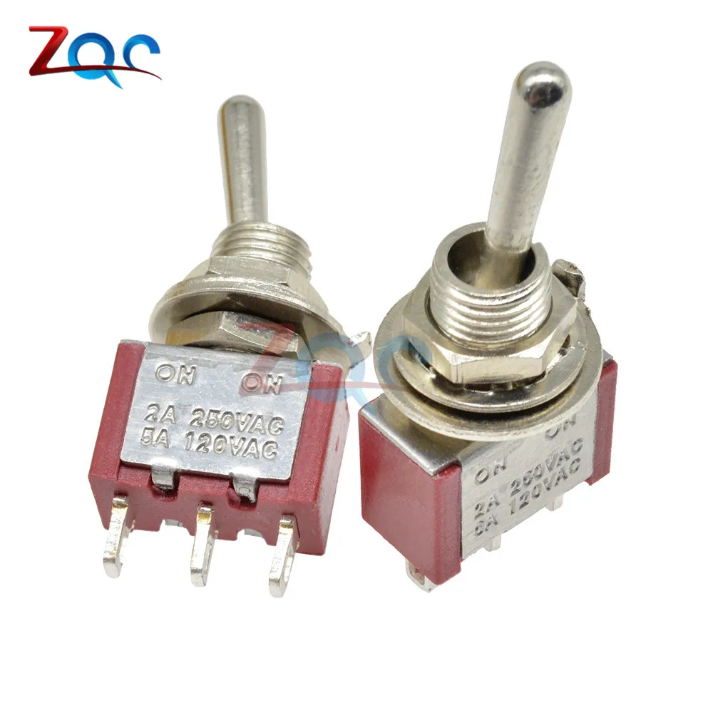 5 шт. 3 контактный переключатель с 2 позициями и защелкой SPDT MTS102 ON 120VAC 6A 5A 2A 250VAC 1/4