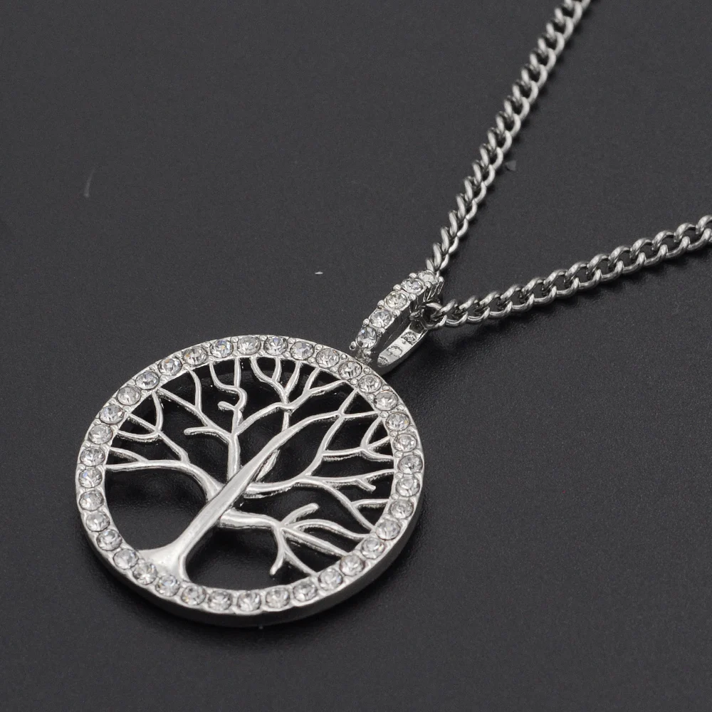 Trendy Crystal Pendant Necklace with Tree of Life Designed for Hip Hop Style - Bling Bling Iced Out Jewelry; Perfect for Drop Shipping and Wholesale Orders. image 3