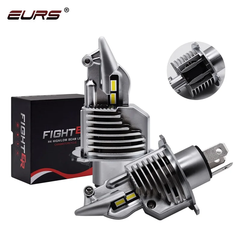 EURS 2 шт. истребитель H4 светодиодный лампы 12V 24V 6500K 5800LM Высокий Низкий Луч света