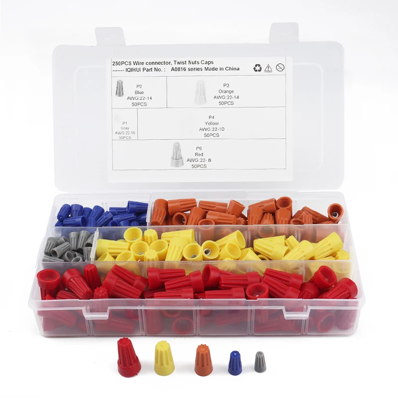 250 шт. Винтовые клеммы изолированные электрические провода разъемы гайки твист