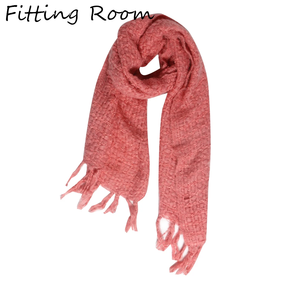 Женские однотонные кашемировые шарфы с кисточками женский зимний осенний