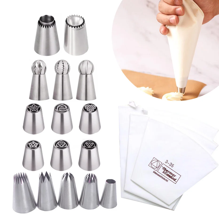 

Swaren Tasche Edelstahl Gebck Dse fr Creme mit Baumwolle Gebck Tasche Kuchen Icing Dekoration Piping Kits Backen Set