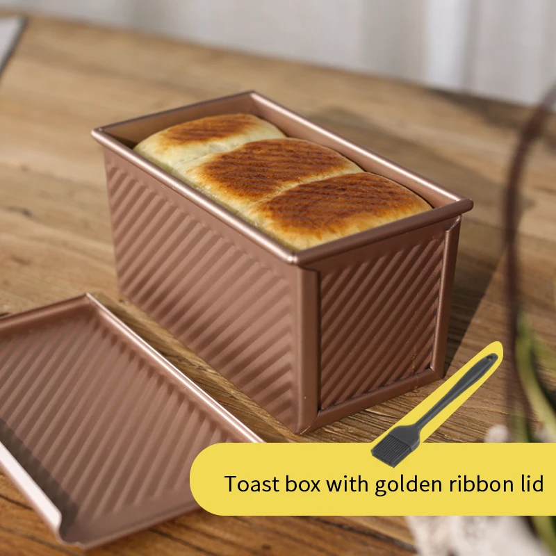 Золотая коробка с крышкой для тостов гофрированная форма выпечки и 450 г |