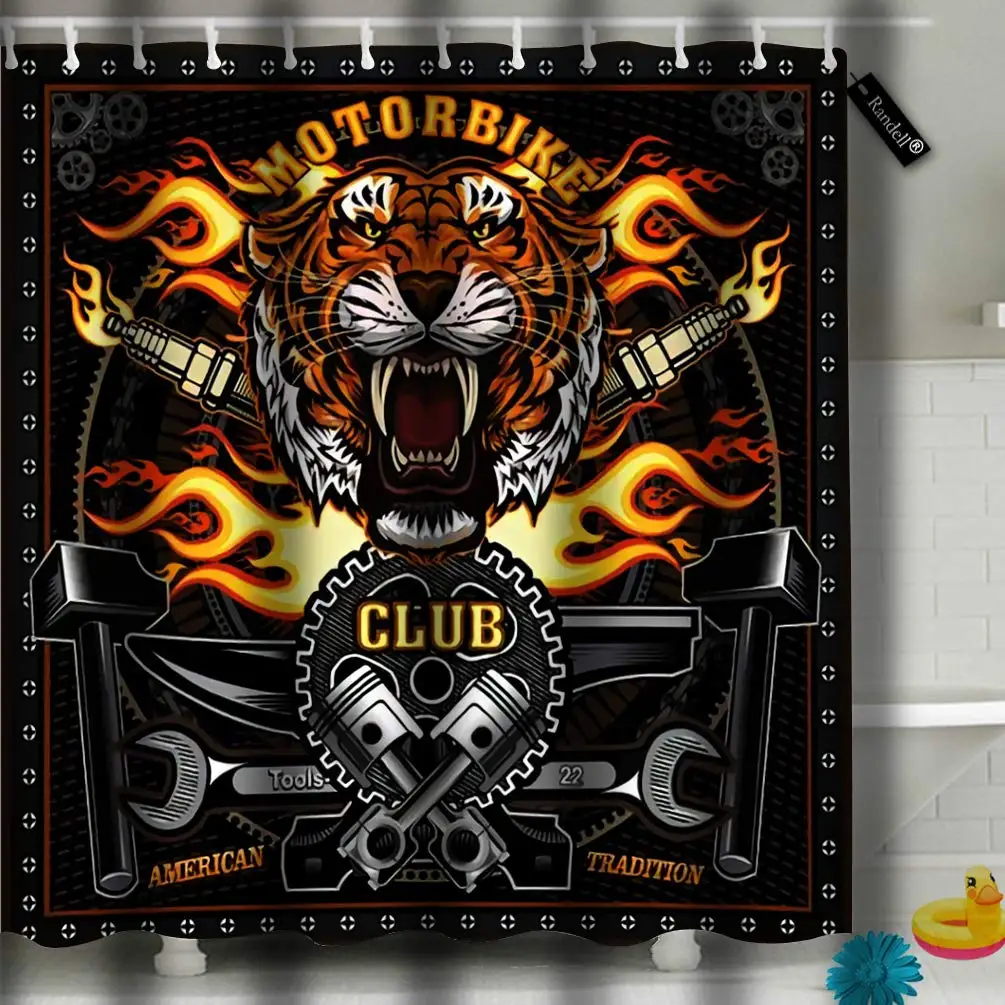 

Shower Curtain Vintage Tiger Label Bathroom Accessories