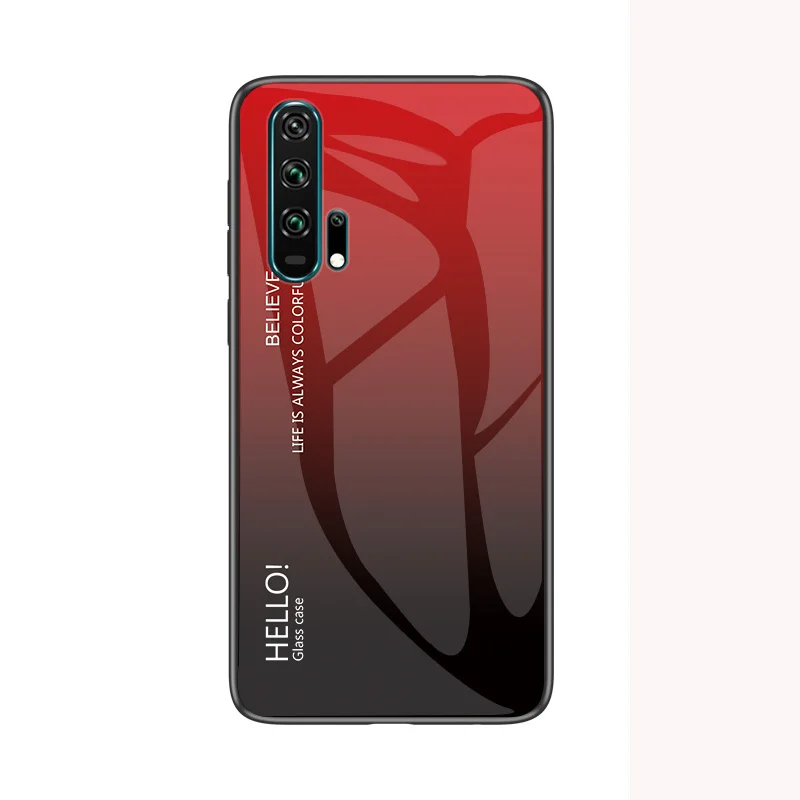 Красный Чехол Honor 20Pro для huawei Honor 20 Pro, градиентный чехол из закаленного стекла, противоударный чехол для huawei Honor 20 s, русская версия, Shel - Цвет: Красный