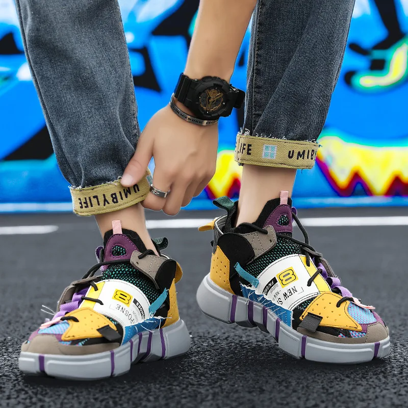 Кроссовки мужские дышащие разноцветные на платформе повседневные 2021 трендовые