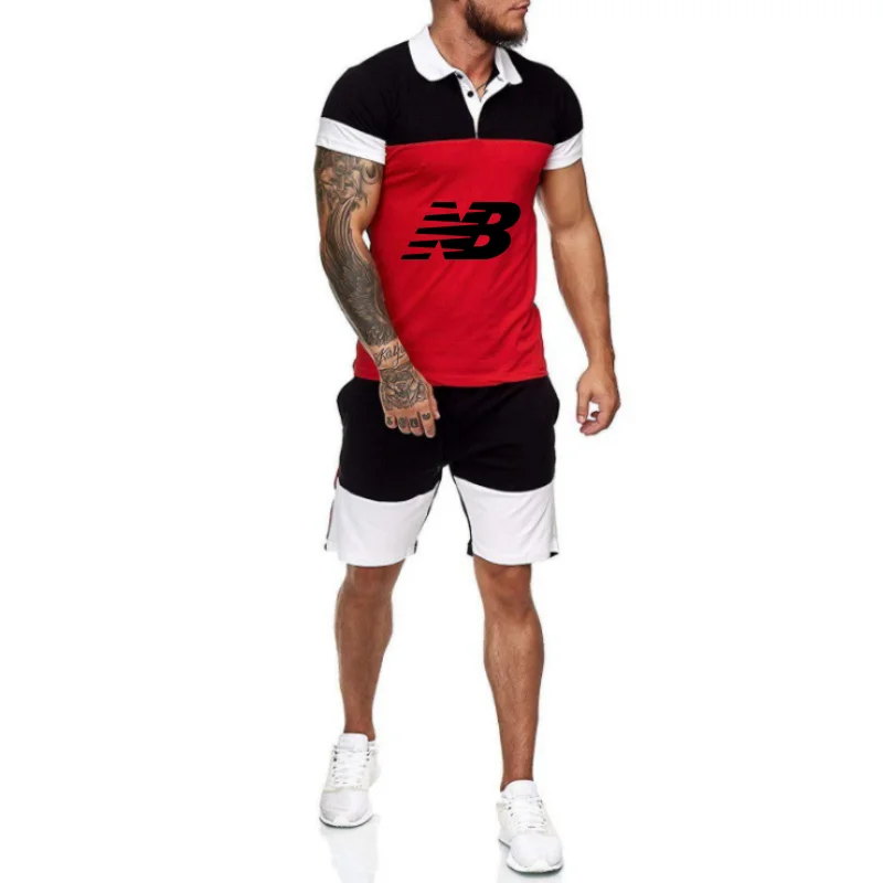 

Men's Malaysia Polo Shirt Leisure Sports Fitness Running Polo + Sports Shorts Set Two Piece Set