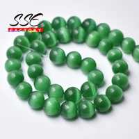 grass green cat eye stone round beads 4 6 8 10 12mm natural stone beads for jewelry making diy charm bracelet 15inches wholesale