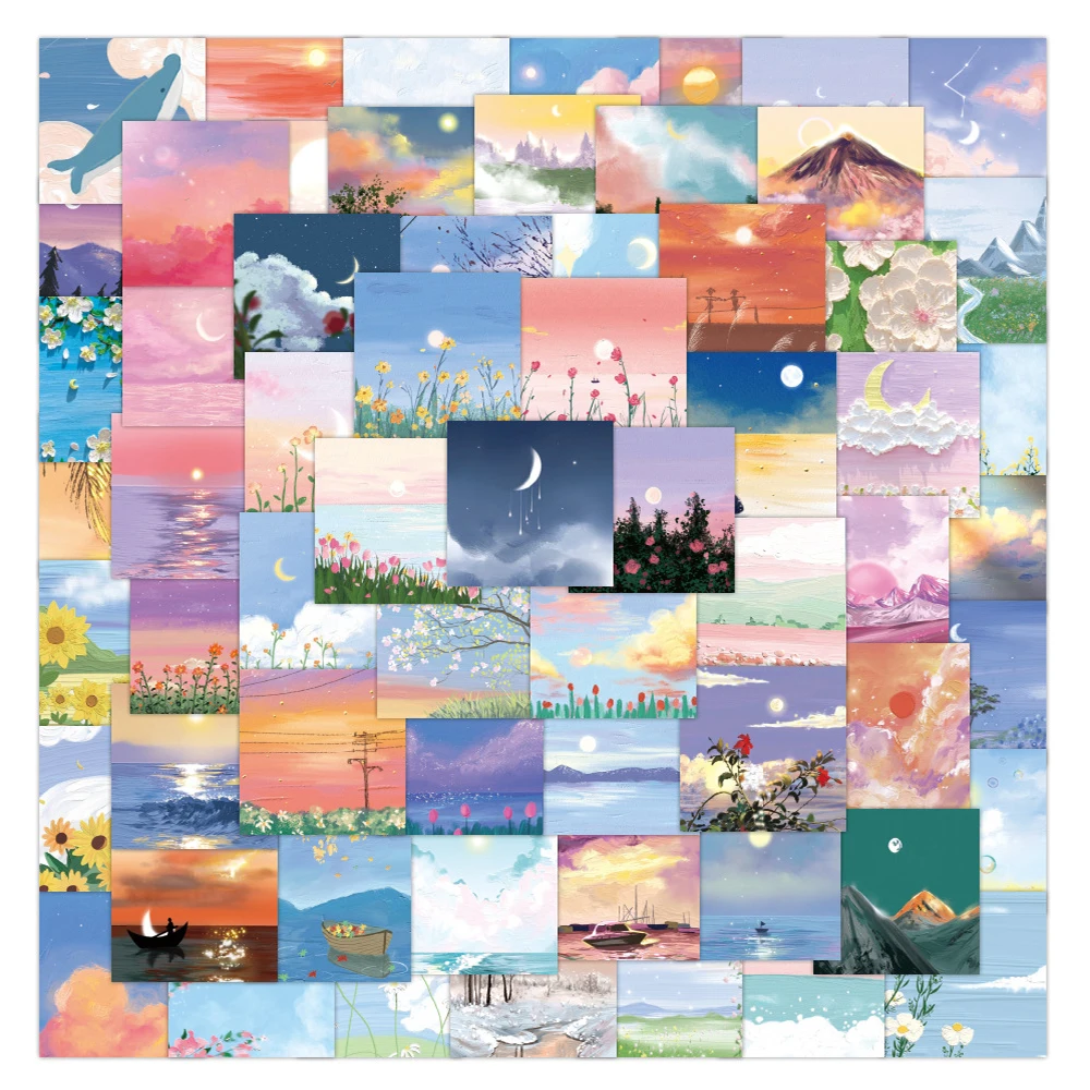 103060pcs ins style pink landscape graffiti stickers aesthetic sunshine decals luggage laptop skateboard phone sticker toys free global shipping