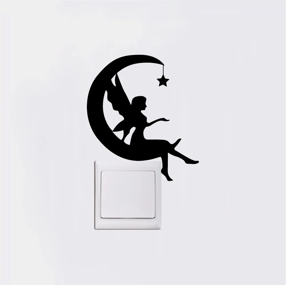 13 3*15 см луна фея переключатель Стикеры-полумесяц силуэт стены Стикеры-звезды и