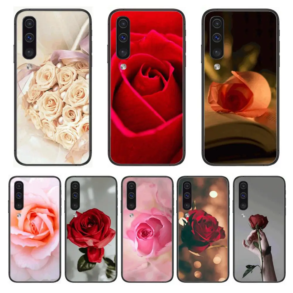 

Bright Red Rose Flowers Phone Case Hull For Samsung Galaxy A 3 5 6 7 8 9 E 2018 Plus 2017 E S Black Shell Art Cell Cover TPU