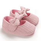 Мокасины для новорожденных девочек, однотонные мягкие туфли с бантом, детская обувь для первых шагов, повседневная обувь, коляска для новорожденного
