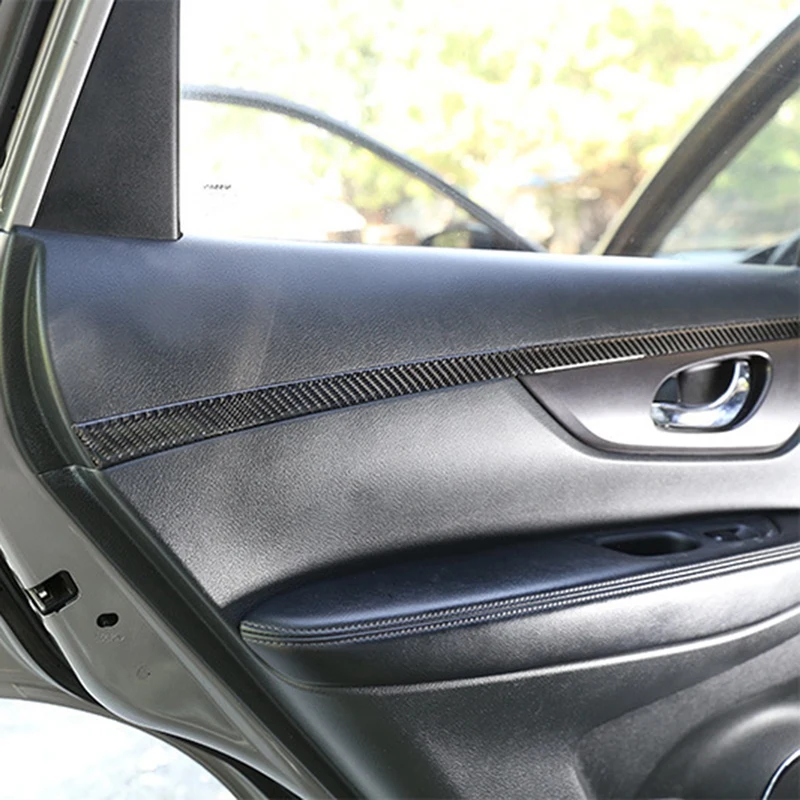TOP -Car Interior Window Door Panel Decoration Stickers Protection Strips Real Carbon Fiber Nissan X-Trail 2014-2018 | Автомобили и
