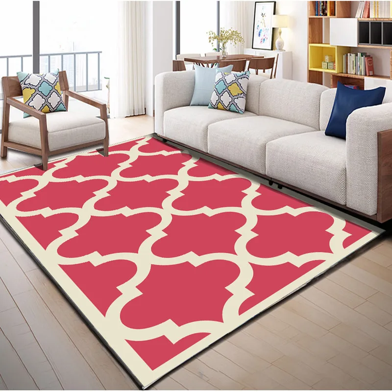 Ковер в скандинавском стиле с 3D принтом розовый/черный/желтый/зеленый Домашние
