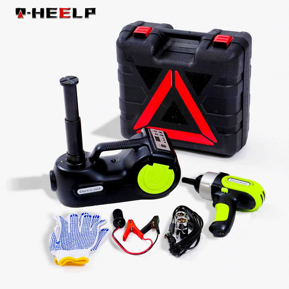 E-HEELP 5 Ton 3 in 1 Car jack Kit Electric Hydraulic Jack with Impact Wrench Inflator Pump LED Electric Jack lift Tools