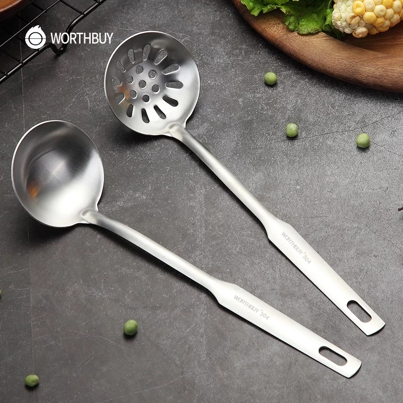 

304 нержавеющая сталь суп ковш ситечко твердый с длинной ручкой для ресторана кухонная посуда кухонная утварь