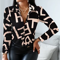 18 colors wholesale women fashion shirt 2021 lady long sleeve blouse turn down collar button design print casual shirts