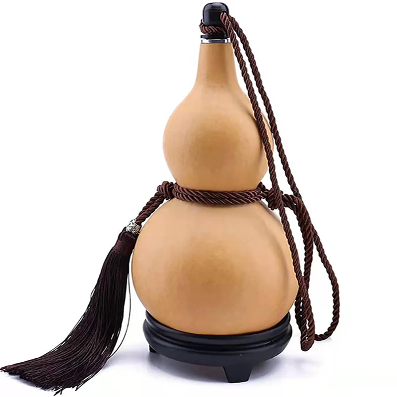 

Natural Dried Gourd Water Bottle with Lid Hollow Calabash Table Decor Chinese Pumpkin for Drinks Holder Ornament Home Décor