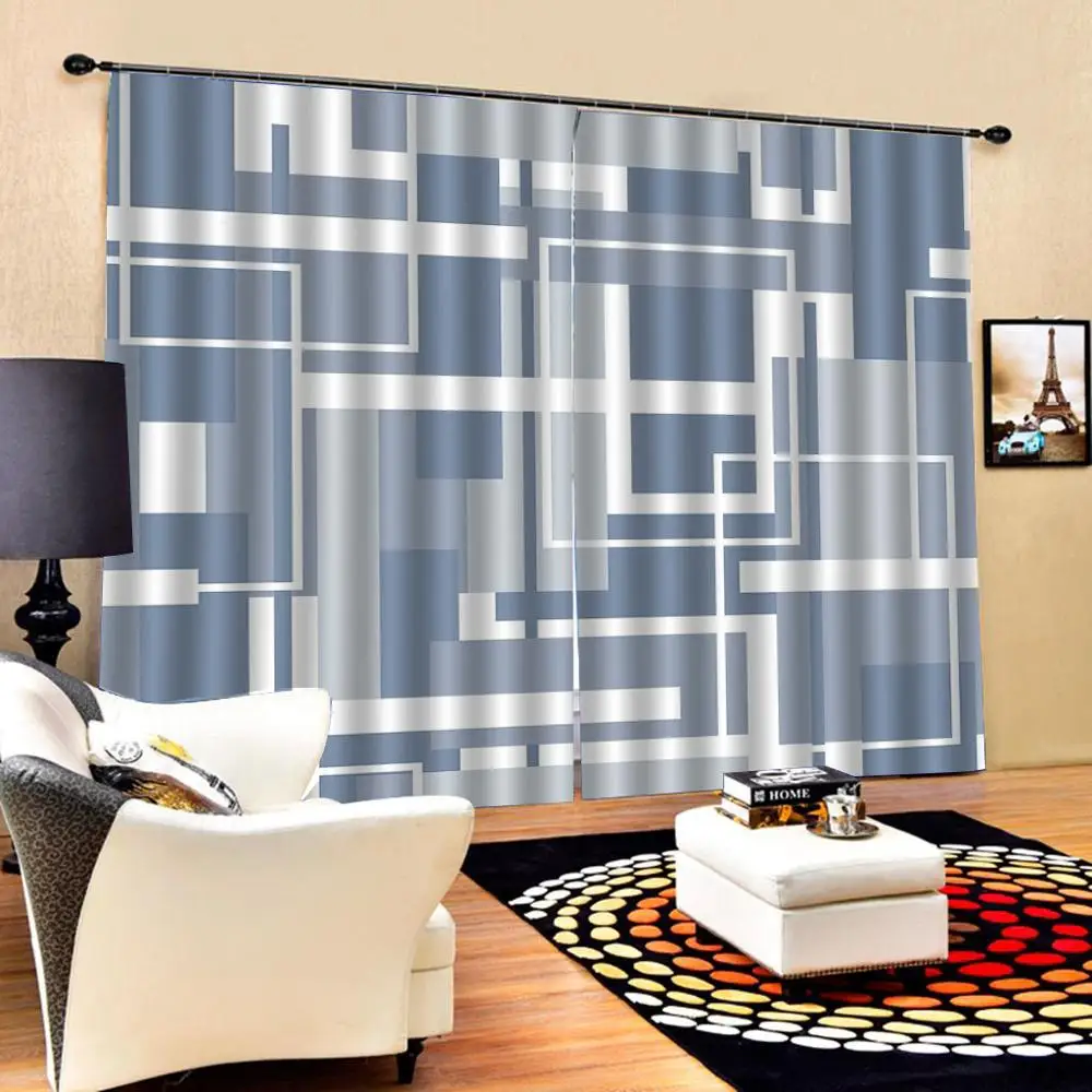 Синие занавески s 3D Роскошные затемненные Оконные Занавески для гостиной простые